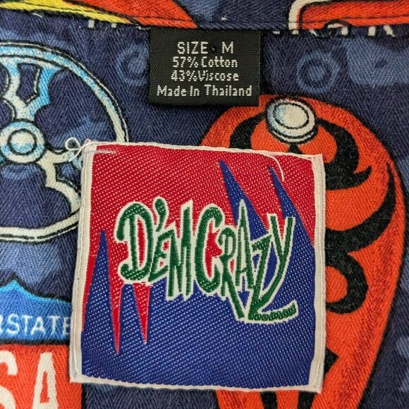 Dem Crazy Men's Shirt Size Medium Button Up America USA Roadtrip Print - Picture 3 of 13